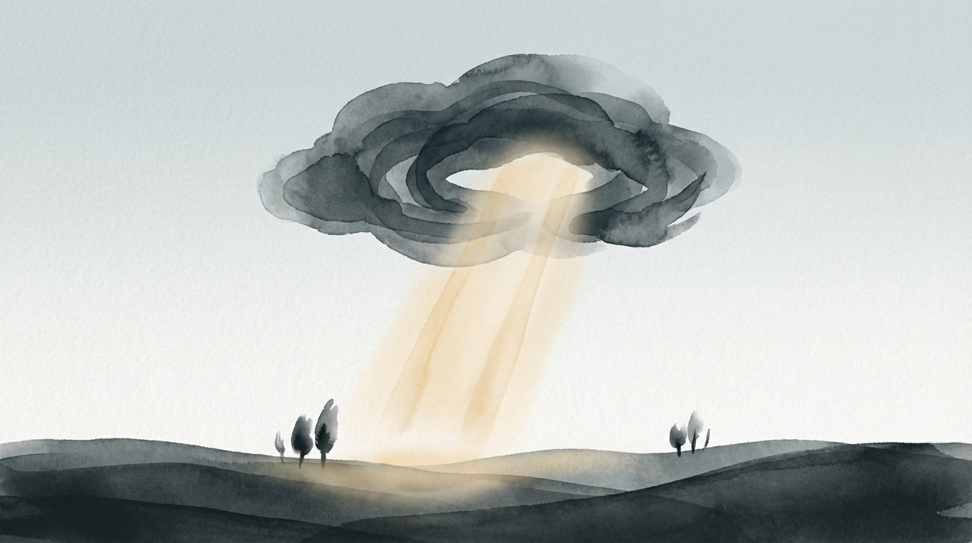 Lumière perçant les nuages, symbolisant l'espoir et la libération